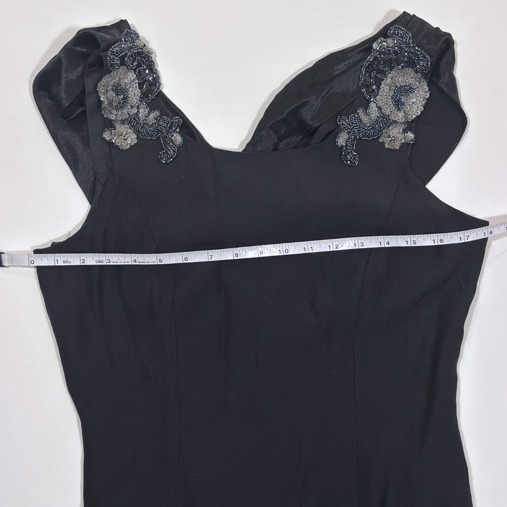 Loralie Black Floral Beaded Cowl Back Floor Length Gown - Vintage Size 10 - Picture 7 of 8